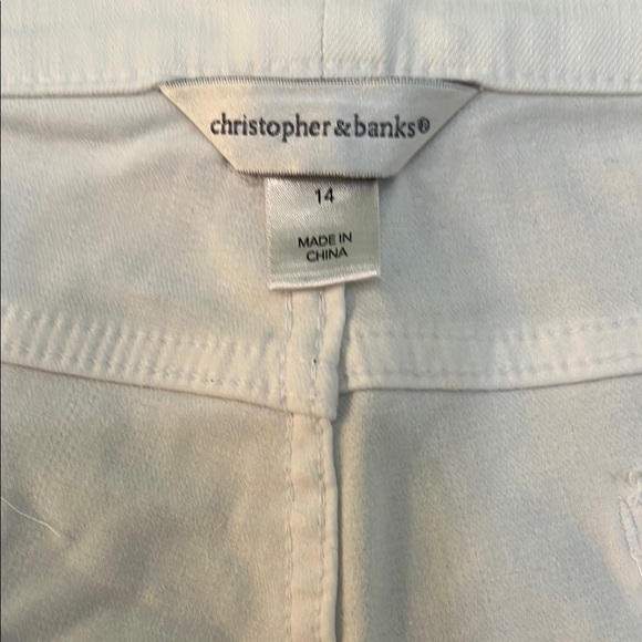 Christopher & Banks White Jean Shorts Size 14 5-Pocket Zipper Front Cotton Spand - Picture 4 of 6